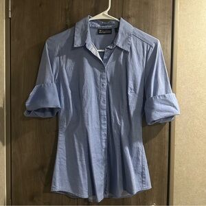 7th Avenue Blue Button Down Shirt for Women